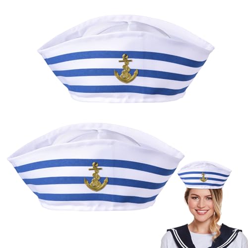 Kasmole 2 Stück Yachtkapitänshüte, blau, weiß, Mütze, Mütze, Mütze, Matratze, für Kostümpartys, Kostümpartys Kasmole 2 Stück Yachtkapitänshüte, blau, weiß, Mütze, Mütze, Mütze, Matratze, für Kostümpartys, Kostümpartys von Kasmole