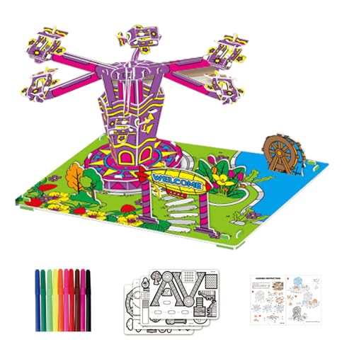 Kasmole 3D-Graffiti-Puzzle, 3D-Puzzles für Kinder | Karton 3D Graffiti Puzzle Vergnügungspark-Thema - Innovatives, multifunktionales, interaktives Spielzeug für die frühe Entwicklung, pädagogisches von Kasmole