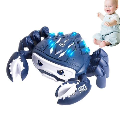 Krabbenspielzeug, beweglich, elektrisch, Krabbe, elektrisches Spielzeug mit Licht und Musik, Universalrad, vermeidet automatisch Hindernisse, Geschenk für von Kasmole