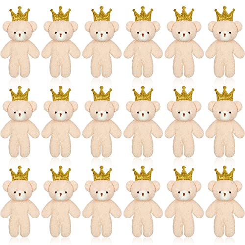 18 Stück Mini Bär 4,7 Zoll Schlüsselanhänger Kleiner Kuscheltier Gelenkbär Weiche Winzige Puppe für Geburtstag Hochzeit Weihnachten Dekoration Gastgeschenk (Kronen Stil) von Kasyat