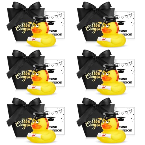 Kasyat 6 Set Bachelor Geschenk Lustige Akademiker Badeente mit Diplom Bestandene Prüfung Geschenk Glückwunschkarte Geschenktüte Geschenk bei Prüfungen Abschlussfeier Uni Universität Hochschule von Kasyat