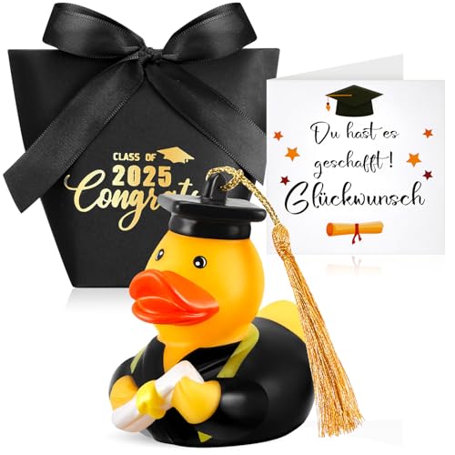 Kasyat Bachelor Geschenk Lustige Akademiker Badeente Bestandene Prüfung Geschenk Glückwunschkarte Geschenktüte Geschenk bei Prüfungen Abschlussfeier Uni Universität Hochschule(Gelbe Quaste) von Kasyat