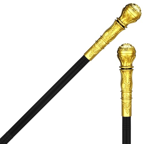 Kasyat Gehstock mit Goldener Spitze Zauberstab aus Schwarzem Kunststoff Spazierstock für Herren Kostüm Halloween Zuhälterstock Abnehmbarer Zepter Steampunk Accessoire für Cosplay Party Karneval, 81 cm Kasyat Gehstock mit Goldener Spitze Zauberstab aus Schwarzem Kunststoff Spazierstock für Herren Kostüm Halloween Zuhälterstock Abnehmbarer Zepter Steampunk Accessoire für Cosplay Party Karneval, 81 cm von Kasyat
