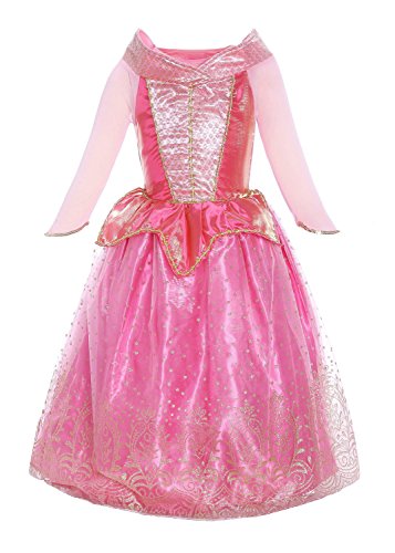 Katara Princess Aurora Faschings-Kostüm Dornröschen-Kleid für Karneval & Geburtstage, Rosa, 128/134 (Etikett 140) von Katara