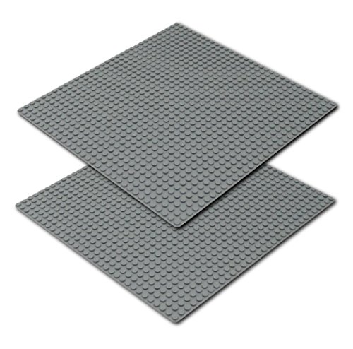 Katara 1672 - Bauplatte 2er Set 25,5 cm x 25,5cm / 32 x 32 Pins, Kompatibel Lego, Sluban, Papimax, Q-Bricks, Hellgrau von Katara
