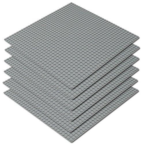 Katara 1672 - Bauplatte 6er Set 25,5cm x 25,5cm/32 x 32 Pins, Kompatibel Lego, Sluban, Papimax, Q-Bricks, Grau von Katara