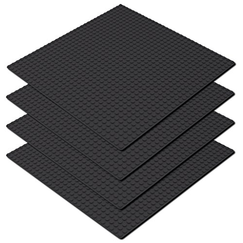 Katara 1672 - Platte Bauplatte 4er Set 100% Kompatibel Lego, Sluban, Papimax, Q-Bricks, 25,5cm x 25,5cm/32x32 Pins, Schwarz von Katara