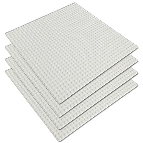 Katara 1672 - Platte Bauplatte 4er Set 100% Kompatibel Lego, Sluban, Papimax, Q-Bricks, 25,5cm x 25,5cm/32x32 Pins, Weiß von Katara