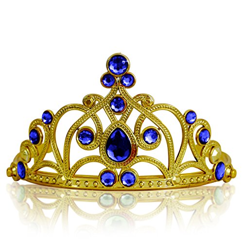 Katara 1682 - Prinzessin Diadem Krone, Verkleidung Kostüm, Fasching Karneval, Haarspange, Gold/Dunkelblau von Katara