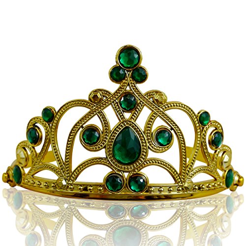 Katara 1682 - Prinzessin Diadem Krone, Verkleidung Kostüm, Fasching Karneval, Haarspange, Gold/Dunkelgrün von Katara