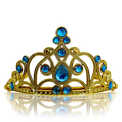 Katara 1682 - Prinzessin Diadem Krone, Verkleidung Kostüm, Fasching Karneval, Haarspange, Gold/Hellblau von Katara