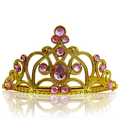 Katara 1682 - Prinzessin Diadem Krone, Verkleidung Kostüm, Fasching Karneval, Haarspange, Gold/Hellrosa von Katara