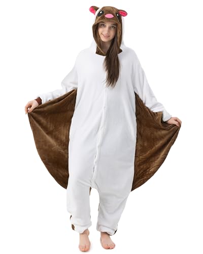 Katara 1744 -Flughörnchen Kostüm-Anzug Onesie/Jumpsuit Einteiler Body für Erwachsene Damen Herren als Pyjama oder Schlafanzug Unisex - viele Verschiedene Tiere von Katara