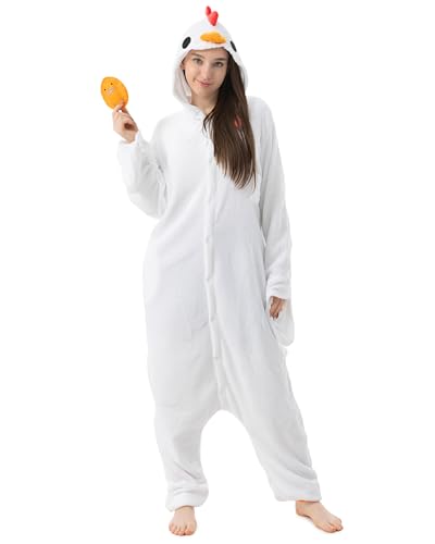 Katara 1744 -Hühnchen Kostüm-Anzug Onesie/Jumpsuit Einteiler Body für Erwachsene Damen Herren als Pyjama oder Schlafanzug Unisex - viele Verschiedene Tiere von Katara