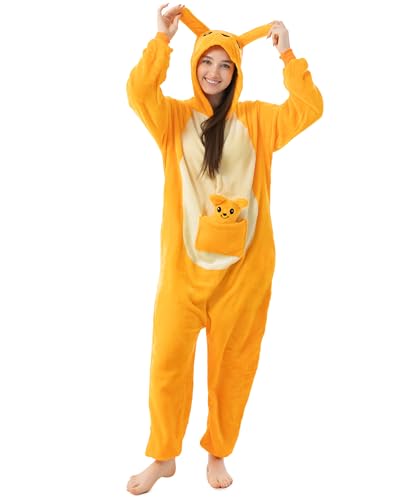 Katara 1744 -Kangaroo Kostüm-Anzug Onesie/Jumpsuit Einteiler Body für Erwachsene Damen Herren als Pyjama oder Schlafanzug Unisex - viele Verschiedene Tiere von Katara