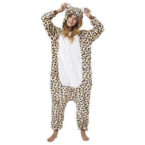 Katara 1744 - Leopard Kostüm-Anzug Onesie/Jumpsuit Einteiler Body für Erwachsene Damen Herren als Pyjama oder Schlafanzug Unisex - viele Verschiedene Tiere von Katara