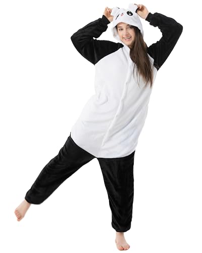 Katara 1744 - Panda süß Kostüm-Anzug Onesie/Jumpsuit Einteiler Body für Erwachsene Damen Herren als Pyjama oder Schlafanzug Unisex - viele Verschiedene Tiere von Katara