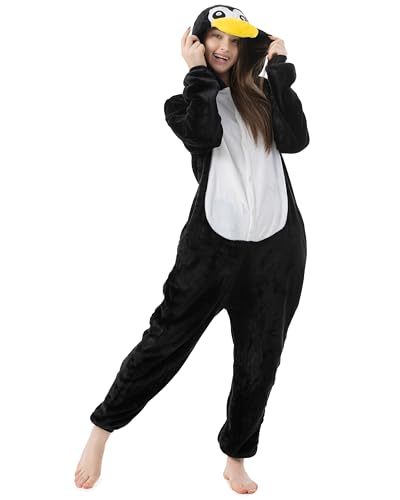 Katara 1744 - Pinguin Kostüm-Anzug Onesie/Jumpsuit Einteiler Body für Erwachsene Damen Herren als Pyjama oder Schlafanzug Unisex - viele Verschiedene Tiere von Katara