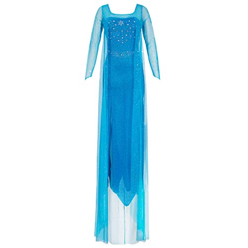 Katara 1768 - Damen Kostüm Prinzessin ELSA Kleid Frozen, Glitzerstoff Fasching Karneval Party, Größe L, Blau von Katara