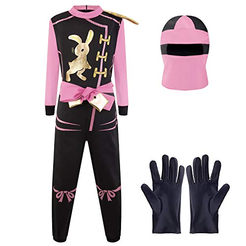 Katara 1771 - Ninja Kostüm Anzug, Kinder, Verkleidung Fasching Karneval, Größe M, Pink Schwarz von Katara