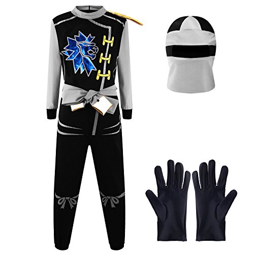 Katara 1771 - Ninja Kostüm Anzug, Kinder, Verkleidung Fasching Karneval, Größe S, Grau Schwarz von Katara