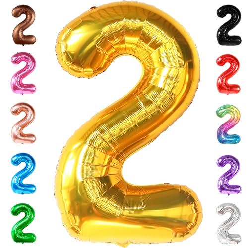 KatchOn, Goldballon Nummer 2 – groß 40 Zoll | Gold 2 Geburtstagsballons, 2. Geburtstagsdekorationen | 2 Jahre alter Ballon, 2 Jahre alter Geburtstagsdekorationen Junge | Zwei Ballons, zwei wilde Geb KatchOn, Goldballon Nummer 2 – groß 40 Zoll | Gold 2 Geburtstagsballons, 2. Geburtstagsdekorationen | 2 Jahre alter Ballon, 2 Jahre alter Geburtstagsdekorationen Junge | Zwei Ballons, zwei wilde Geb von KatchOn
