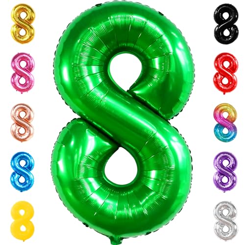KatchOn, Luftballon Zahlen 8 Grün XXL - 40 Zoll, Folienballon Zahl 8 | Luftballon 8 Jahre für Junge Geburtstagsparty, Hochzeit, Jubiläum Party | Safari Geburtstagsdeko, Geburtstagsdeko Fußball 8 KatchOn, Luftballon Zahlen 8 Grün XXL - 40 Zoll, Folienballon Zahl 8 | Luftballon 8 Jahre für Junge Geburtstagsparty, Hochzeit, Jubiläum Party | Safari Geburtstagsdeko, Geburtstagsdeko Fußball 8 von KatchOn