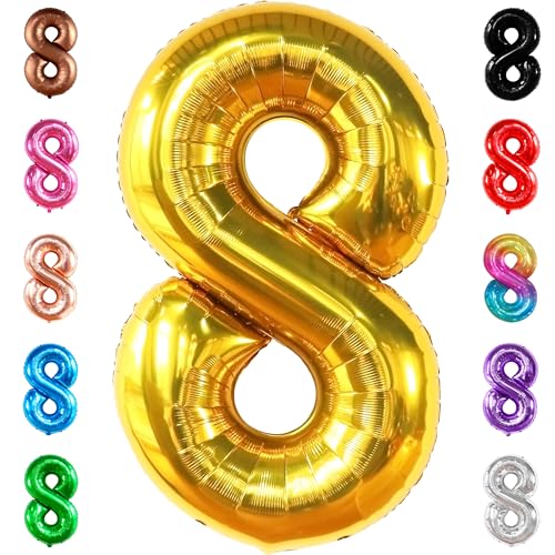 KatchOn, Riesenballon Nummer 8 in Gold – 40 Zoll | Goldener 8-Ballon für goldene Dekorationen zum 8. Geburtstag für Mädchen | Gold-Acht-Ballon, 8. Geburtstagsdekoration Junge | Goldene 8 Luftballons KatchOn, Riesenballon Nummer 8 in Gold – 40 Zoll | Goldener 8-Ballon für goldene Dekorationen zum 8. Geburtstag für Mädchen | Gold-Acht-Ballon, 8. Geburtstagsdekoration Junge | Goldene 8 Luftballons von KatchOn