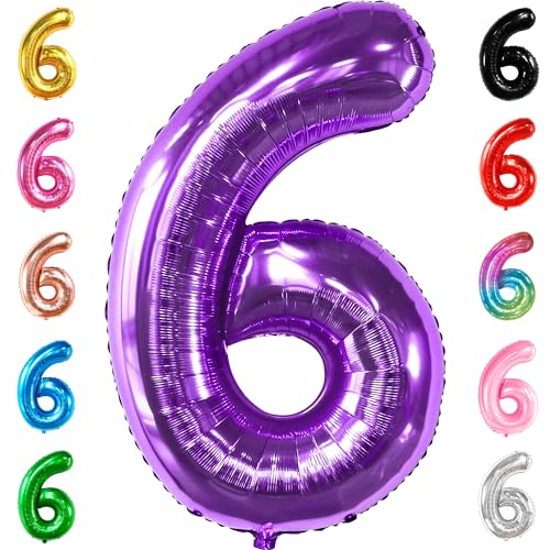 KatchOn Riesiger Lila Luftballon Zahl 6 - 40 Zoll | Geburtstag Deko | Luftballons zum 6. Geburtstag | Sechs Ballon Zahl | 6 Jahre Alt Ballon für Dekorationen KatchOn Riesiger Lila Luftballon Zahl 6 - 40 Zoll | Geburtstag Deko | Luftballons zum 6. Geburtstag | Sechs Ballon Zahl | 6 Jahre Alt Ballon für Dekorationen von KatchOn