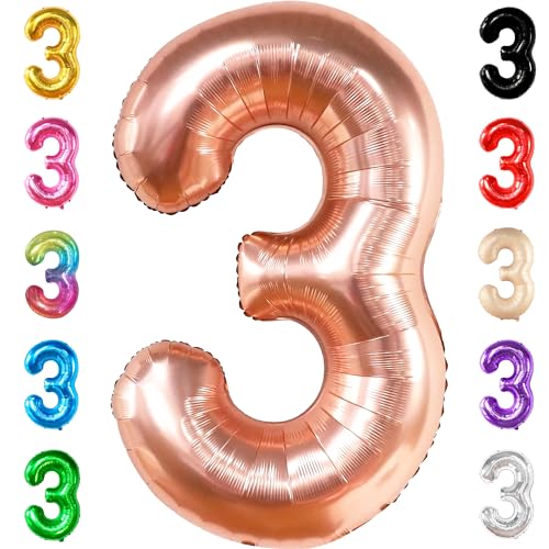 KatchOn, Riesiger Roségold Luftballon 3. Geburtstag Zahl 3 – 100 CM, HELIUM UNTERSTÜTZT | 3. Geburtstagsballon Roségoldener Luftballon | 3 Geburtstagsballons für Mädchen 3. Geburtstagsdeko KatchOn, Riesiger Roségold Luftballon 3. Geburtstag Zahl 3 – 100 CM, HELIUM UNTERSTÜTZT | 3. Geburtstagsballon Roségoldener Luftballon | 3 Geburtstagsballons für Mädchen 3. Geburtstagsdeko von KatchOn