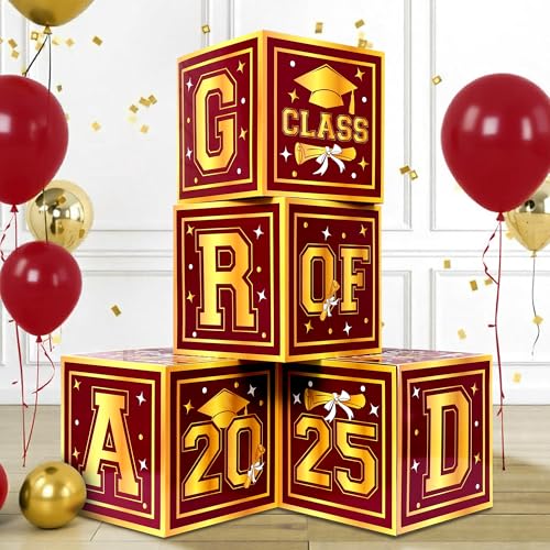 KatchOn, Rot und Gold Boxen 2025 - 4 Stück | Rot und Gold 2025 | Ballonboxen 2025 für 2025 Dekorationen | 2025 Party Dekorationen KatchOn, Rot und Gold Boxen 2025 - 4 Stück | Rot und Gold 2025 | Ballonboxen 2025 für 2025 Dekorationen | 2025 Party Dekorationen von KatchOn