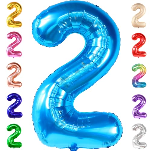 KatchOn, großer blauer Ballon mit der Zahl 2 – 100 CM | Babyhai-Geburtstagsdekoration für den 2. Geburtstag eines Jungen | Blauer Ballon mit der Zahl 2, geburtstagsdeko, Jahrestag Dekorationen KatchOn, großer blauer Ballon mit der Zahl 2 – 100 CM | Babyhai-Geburtstagsdekoration für den 2. Geburtstag eines Jungen | Blauer Ballon mit der Zahl 2, geburtstagsdeko, Jahrestag Dekorationen von KatchOn