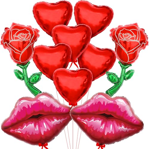 Riesige rote Valentinstag Luftballons - 37 Zoll, Rose Blume Ballon | Lippenballons, 30 Zoll für Valentinstag Dekoration | Herzballons für romantische Dekorationen Besondere Nacht | Valentines Luftballons Riesige rote Valentinstag Luftballons - 37 Zoll, Rose Blume Ballon | Lippenballons, 30 Zoll für Valentinstag Dekoration | Herzballons für romantische Dekorationen Besondere Nacht | Valentines Luftballons von KatchOn