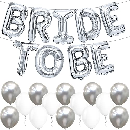 Silberne Brautballons Set - 27 Stück Brautdusche Dekorationen | Bride To Be Luftballons mit weißen und silbernen Latexballons | Junggesellinnenabschied-Dekorationen | Brautballons für Brautdusche Dekor von KatchOn
