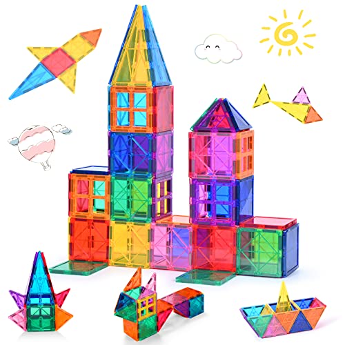 Magnetische Bausteine 42 Pcs für Kinder ab 3+ Jahre Starke Magnet Montessori Spielzeug Kinder Das ideale STEM-Lernspielzeug-Geschenk zur Förderung der Kreativität für Jungen Mädchen (42 pcs) von Katiago