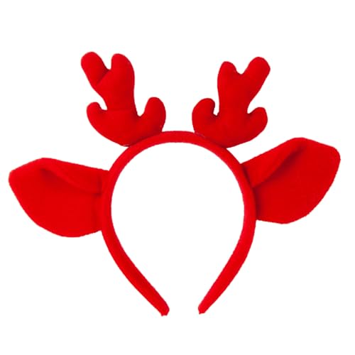 Weihnachtsfeier Haarband Plüsch Haarband Festliche Weihnachtsmütze Geweih Stirnband Flexible Xmas Kopfbedeckung für Kinder Erwachsene Urlaub Dekor Weihnachtsmann Stirnband Rot von Katolang