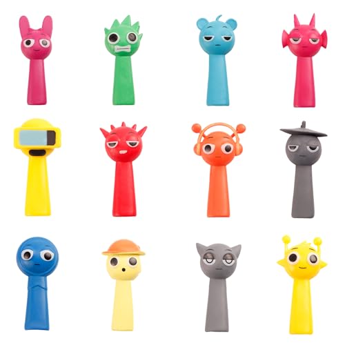 Katomi Sprunki Figuren Set 12 Stück – Mini Deko Figuren, Sammelfiguren, Tischdekoration, Spielfiguren für Kinder & Erwachsene, Ungiftig & Umweltfreundlich, Geschenk für Geburtstag, Party, Weihnachten von Katomi