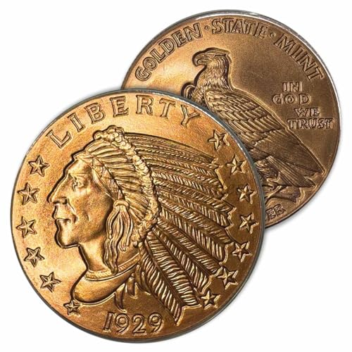 Katy Craig Großer, 142 g Incuse Indian .999 feines Kupfer, rund, mit Kapsel, Größe XL (64 mm), groß von Katy Craig