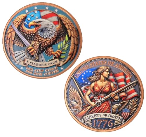 Katy Craig Liberty or Death USA Flagge Adler Farbe .999 feines Kupfer rund in Kapsel von Katy Craig