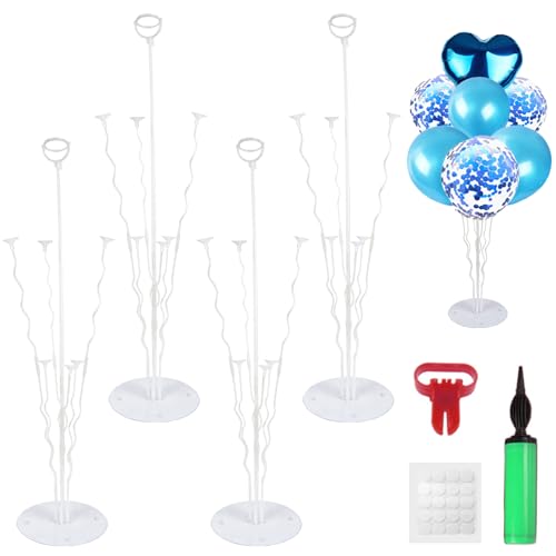 Ballonständer Kit (4Table Ballonhalter, 1Ballon Pumpe, 1Ballon Knotter), Ballon Stick Luftballons Ständer Ballon Stand Dekoration für Party, Hochzeit, Geburtstag, Baby-Dusche, Graduierung von Kaucytue