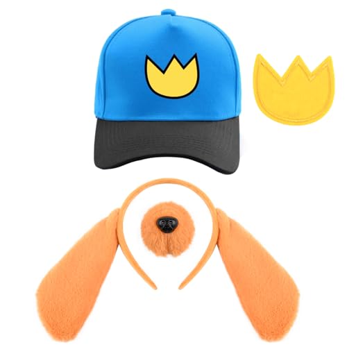 4-teiliges Hundehelden-Kostüm mit Baseballmütze, Hundeohren, Stirnband, Hundenase und Stoffaufnäher für Männer, Frauen, Kinder, Buchtag (Stil 1) von Kavoc