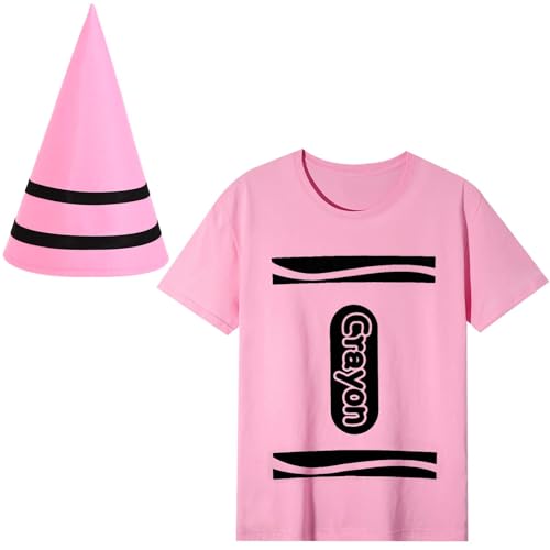 Kavoc 2-teiliges Buntstift-Kostüm mit Buntstift-T-Shirt und lustigem Zwergen-Kegel-Hut für den Welttag des Buches (Rosa, 4–6 Jahre) von Kavoc