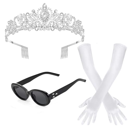 Kavoc 3-teiliges Halloween-Prinzessinnen-Kostüm mit Prinzessinnenkrone, Sonnenbrille, Fleckenhandschuhe für Frauen, Filmfiguren Kavoc 3-teiliges Halloween-Prinzessinnen-Kostüm mit Prinzessinnenkrone, Sonnenbrille, Fleckenhandschuhe für Frauen, Filmfiguren von Kavoc