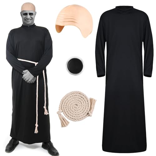 Kavoc 4-teiliges Halloween-Kostüm-Zubehör-Set mit Glatzenhaube, Priestermantel, weißes Seil für Priester, Cosplay-Zubehör, Größe L Kavoc 4-teiliges Halloween-Kostüm-Zubehör-Set mit Glatzenhaube, Priestermantel, weißes Seil für Priester, Cosplay-Zubehör, Größe L von Kavoc