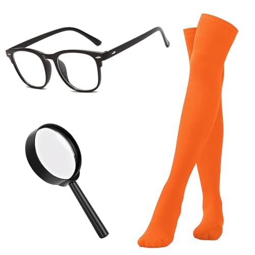 Kavoc Halloween-Rollenspiel-Set mit schwarzer Brille, orangefarbener Socken, Lupe Kavoc Halloween-Rollenspiel-Set mit schwarzer Brille, orangefarbener Socken, Lupe von Kavoc