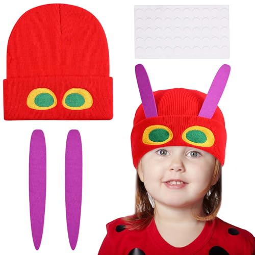 Kavoc Raupe DIY Strickmütze Set Raupe Kostüm Beanie Mütze mit Antennen für Welttag des Buches Cosplay Party Dress Up Kavoc Raupe DIY Strickmütze Set Raupe Kostüm Beanie Mütze mit Antennen für Welttag des Buches Cosplay Party Dress Up von Kavoc