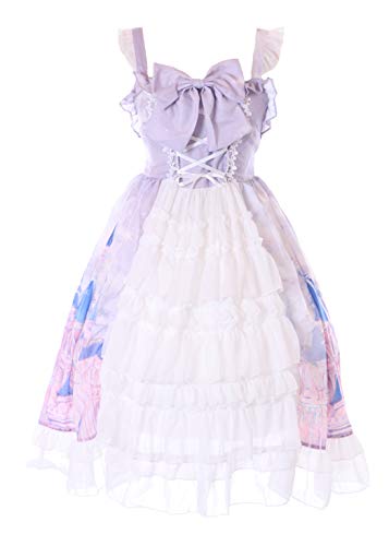 JSK-72-2 Lila Märchen Schloss Schleifen Rüschen Träger-Kleid Pastel Goth Lolita Cosplay Kostüm Kawaii von Kawaii-Story