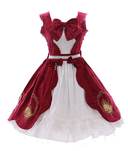 Kawaii-Story JL-555 Stretch Samt rot Gothic Lolita Kleid Dress Cosplay Costume (Gr. L-XL Stretch) von Kawaii-Story