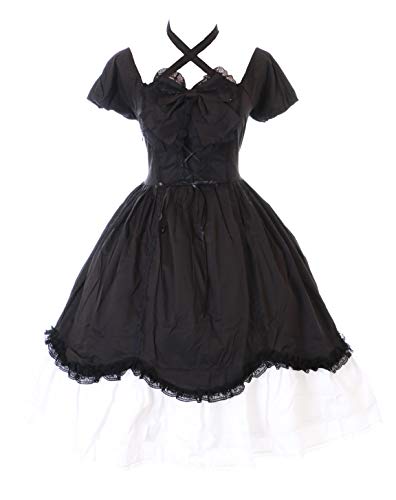 Kawaii-Story JL-624-8 Schwarz Schleife Rüschen Gothic Lolita Kurzarm Kleid Kostüm Cosplay (S-M) von Kawaii-Story