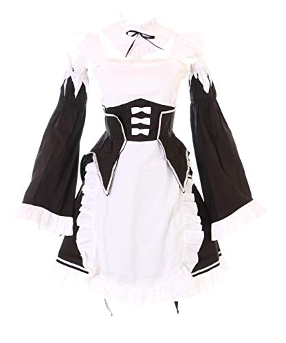 Kawaii-Story JL-633-3 RE: Zero REM RAM schwarz Maid Zofe Anime Zimmermädchen Gothic Lolita Kleid Set Kostüm Cosplay (M) von Kawaii-Story